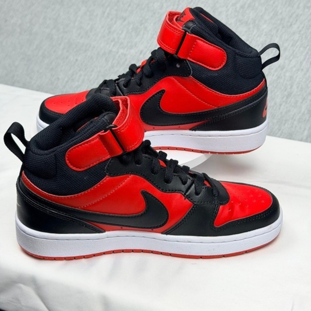 Nike Court Borough Mid 2 GS Bred Red Black Sneakers CD7782-602 Size 5Y BNIB - Picture 4 of 11